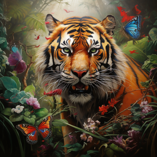 Hyperrealistic Tiger in Jungle