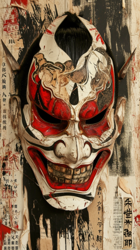 Vintage Japanese Postcard featuring Ichigo Kurosaki Mask