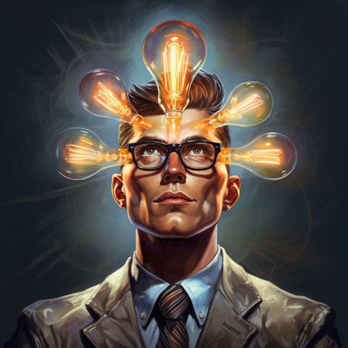 Man with Light Bulb Idea Decision