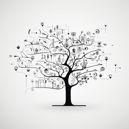 Minimalistic black and white idea planting and growth process