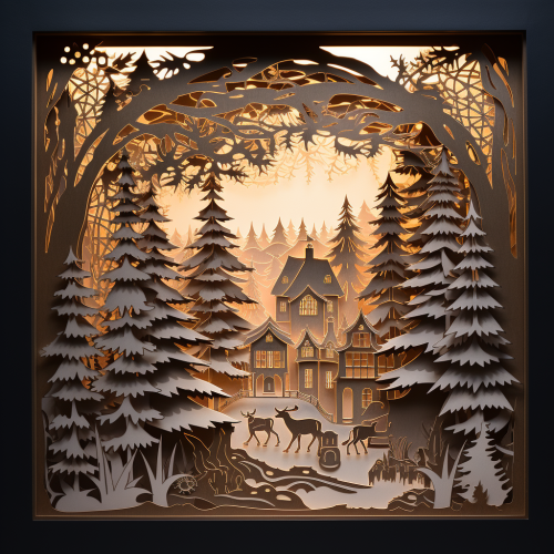 Beautiful illuminated Christmas shadow box decorations