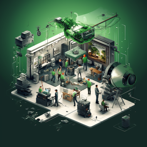 Image showcasing a white background with a touch of dark green