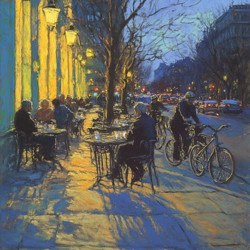 impressionist painting cyclists in washington