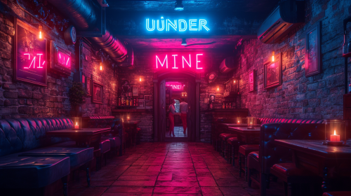 Indian adult elephants in underground bar singing woman