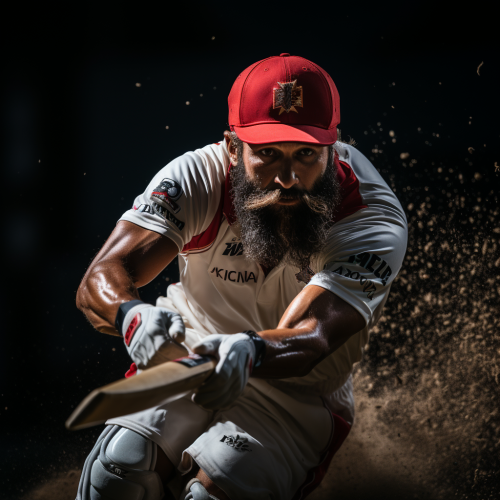 Indian cricketer hitting a red ball