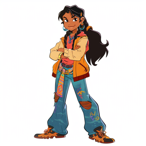 Indian girl in 90s animation style Indian girl in 90s animation style