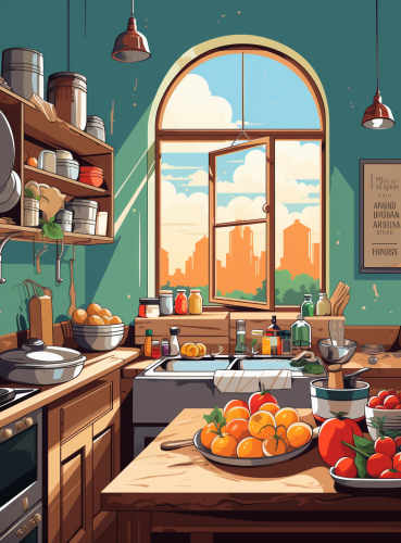 Minimalistic Indian kitchen vector illustration