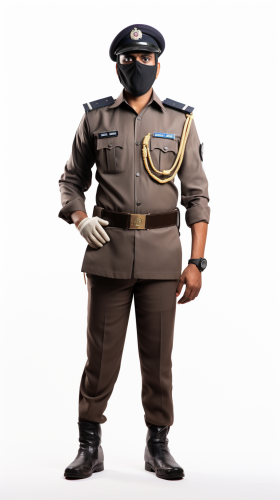 Indian police officer in mask
