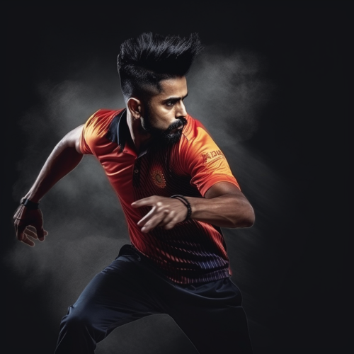 Indian cricket bowler in action  ?