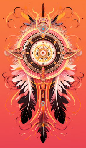Realistic Indigenous Xamanic Mandala with Feathers