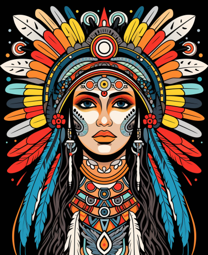 Indigenous Native Goddess Cartoon