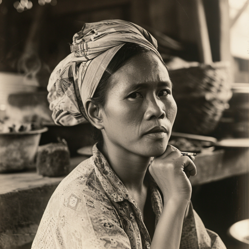 Indonesian woman in cigarette industry, vintage photo