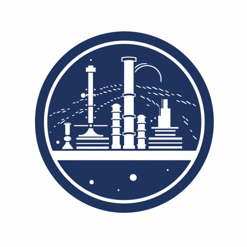 Dark blue industrial engineering book logo on white background