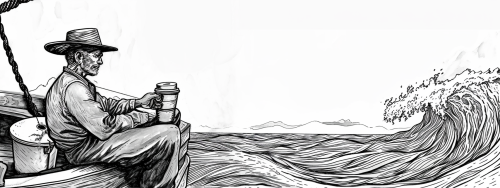 Fisherman relaxing on a schooner