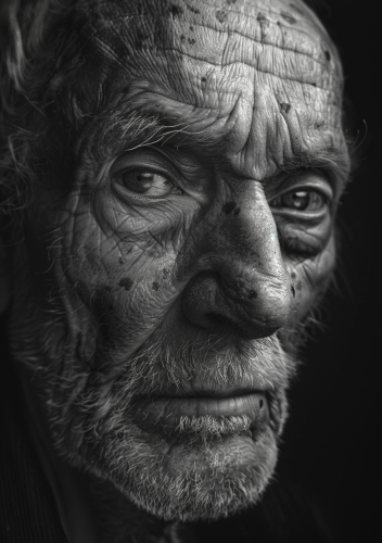 Creepy black and white human portrait