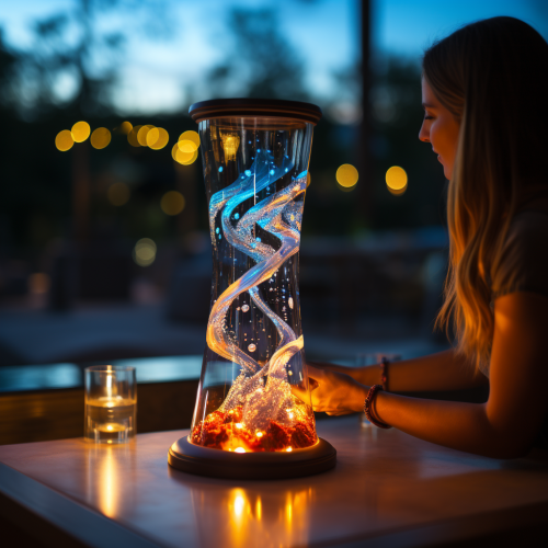 Interactive LED hourglass with video playback