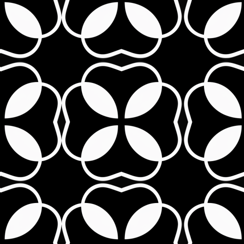 Black and white vector art of intersecting circles and helices