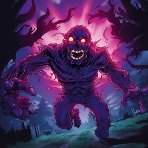 Cute Evil Purple Demon Running Towards Iron Maiden Poster