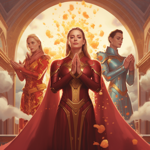 Iron Man and Captain Marvel fighting evil nuns