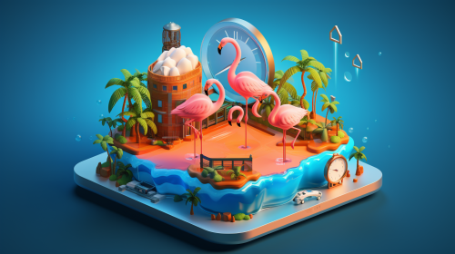 Isometric Stopwatch Cloud Data Warehouse