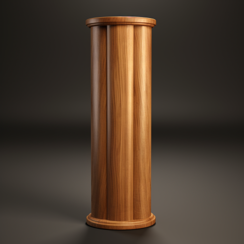 Realistic wooden column render in plywood