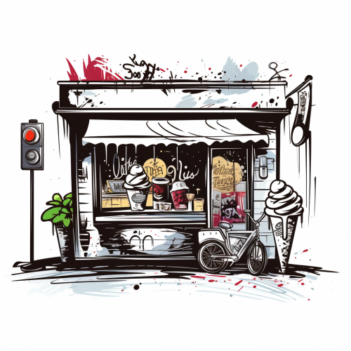 Black ink graffiti of Italian icecream shop