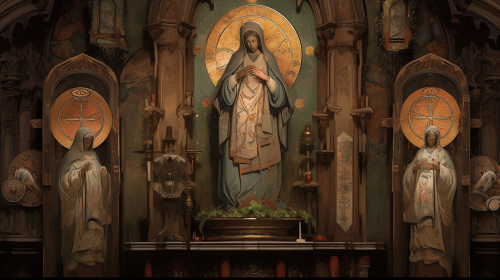 Highly detailed Italian medieval religious art