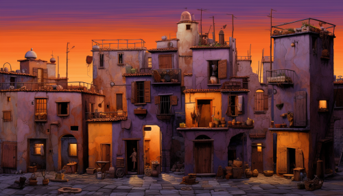 Colorful slum in Italian town