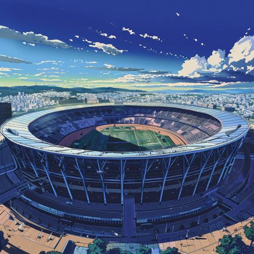 Japanese anime stadium top view