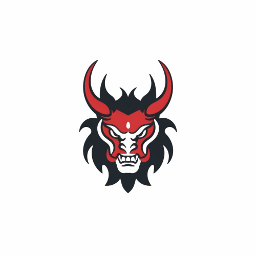 Minimal Japanese Demon Script Persian Miniature Logo Graphic