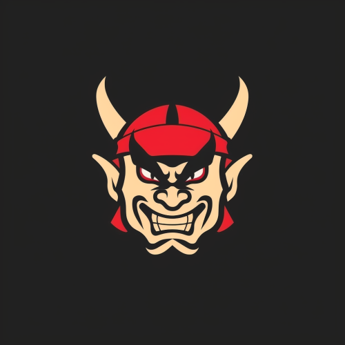Minimalist Japanese demon vector logo