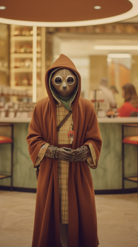 Jawa wearing Gucci in 1960s store