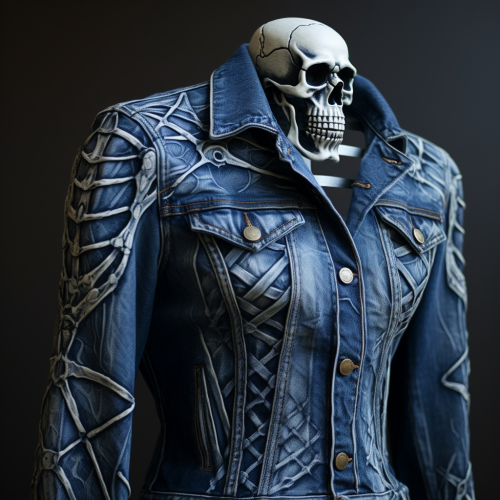 Stylish skeleton-designed jeans jacket