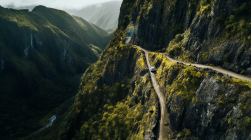 Jeep driving on a stunning cliff path