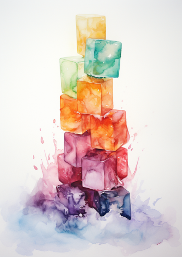 Colorful jello cubes on white background