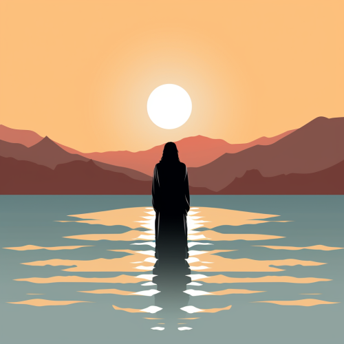 Minimalist style image of Jesus being baptized