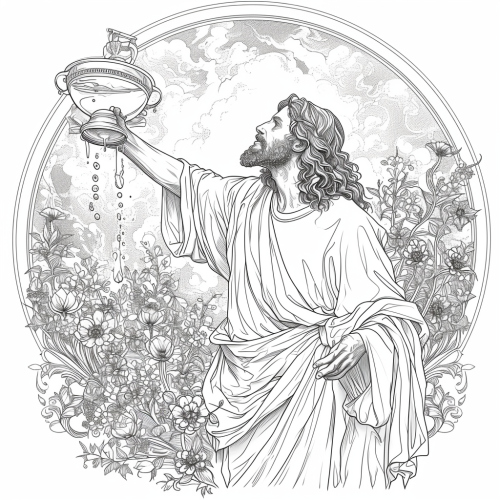 Coloring page of Jesus turning water into wine