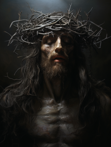 Jesus with Crown of Thorns on Cross