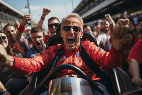 Joe Biden cheering as Formula One driver Joe Biden cheering as Formula One driver