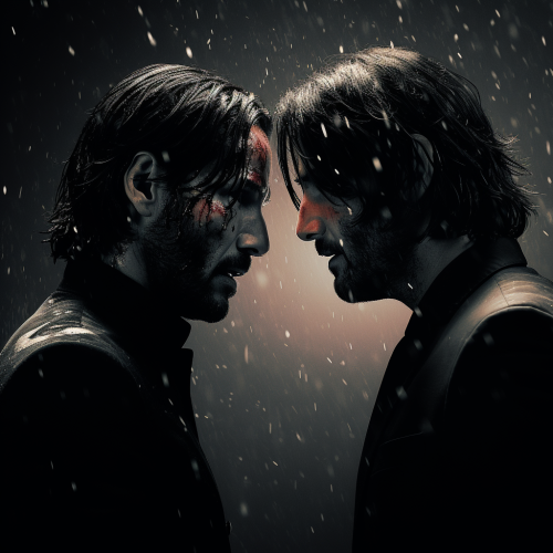 John Wick and Neo Facing Each Other
