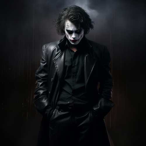 Joker character in black clothes