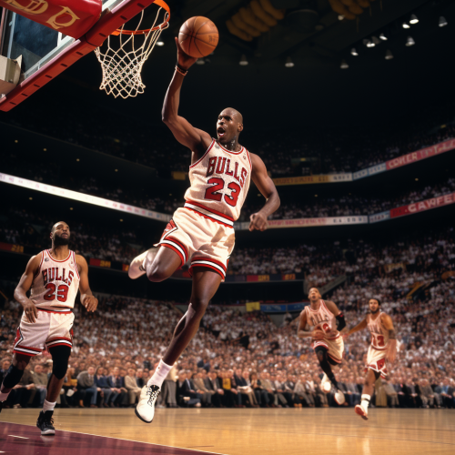 Michael Jordan dunking on LeBron James