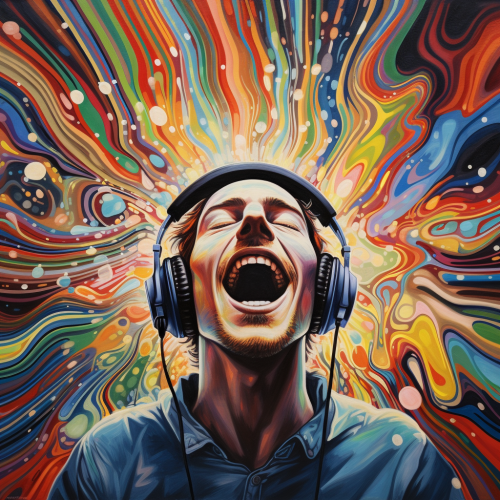 Person immersed in joyous open-eared experience