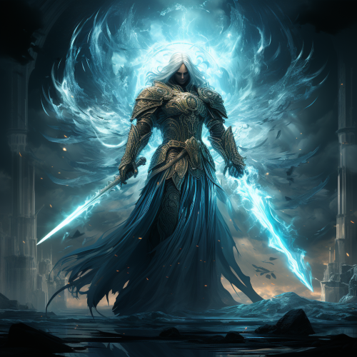 Jung Archangel wielding glowing ? swords Jung Archangel wielding glowing ? swords