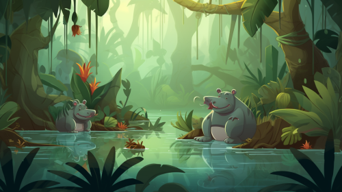 Jungle Game with Lovable Hippopotamus Jungle Game with Lovable Hippopotamus