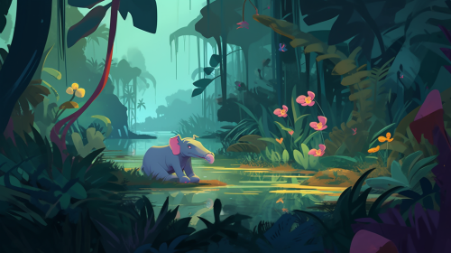 Playful Hippopotamus in Jungle Game