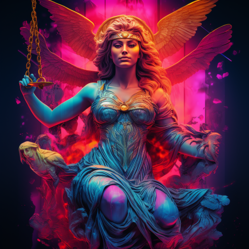Colorful art of Justitia Goddess