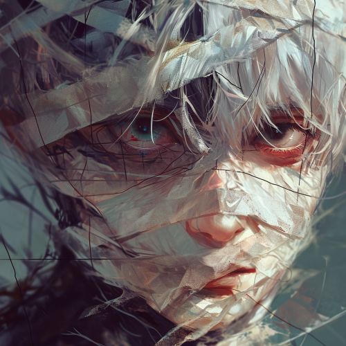 Kaneki Ken with Bandaged Face and Intense Eyes