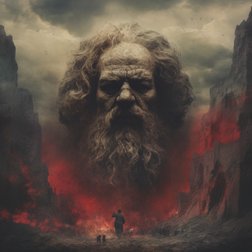 Karl Marx depicted in Beksinski style