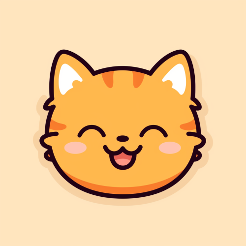 Cute minimalist cat emoji with a grinning face
